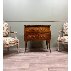 Commode Sauteuse En Marqueterie D’époque Louis XV XVIII Eme Siècle 