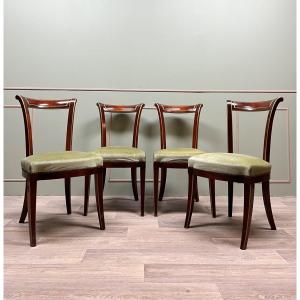 Suite Of Four Directoire Style Mahogany And Gilded Wood Chairs