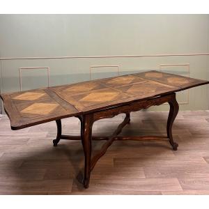 Dining Room Table In Natural Wood Called Italian Style With Parquet Top 19th Century