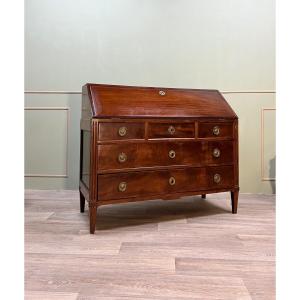 Louis XVI Period Scriban Commode In Solid Mahogany, Port Work 18th Century  