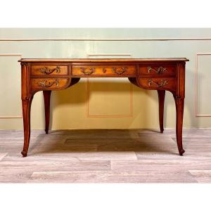 Double-sided Flat Desk In Art Nouveau Mahogany 