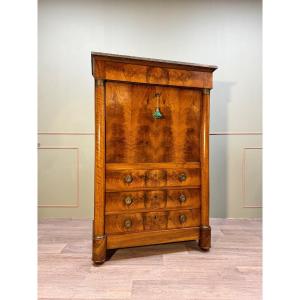 Secretary In Flamed Mahogany From Empire Period 19th Century 