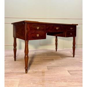 Flat Desk In Mahogany And Mahogany Feather Jacob Feet Louis Philippe Period XIX Eme Century 