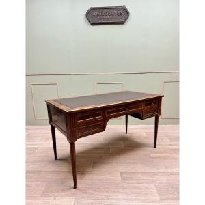 Flat Desk With Zippers In Mahogany Louis XVI Style XIX Eme Century 
