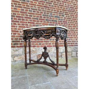 Half Moon Console In Natural Wood From Louis XVI XVIII Eme Century 