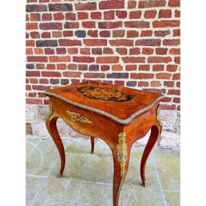 Work Table, Louis XV Style Marquetry Dressing Table, Napoleon III Period 