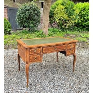 Middle Flat Desk In Marquetry On All Sides From Louis XV Period XVIII Eme Century 