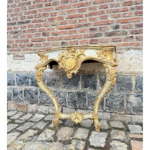 Console In Painted And Gilded Wood From Louis XV XVIII Eme Century 