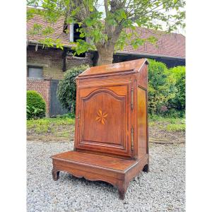 Oratory Furniture, Pray To God In Walnut And Marquetry Louis XIV Period XVIII Eme Century 