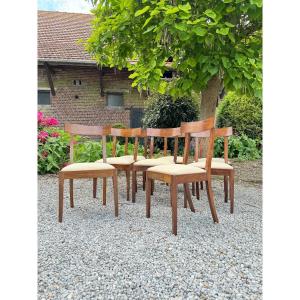 Suite De Huit Chaises En Acajou De Style Directoire XIX Eme Siècle 