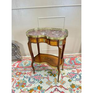 Louis XV Style Flower Marquetry Coffee Table, 19th Century 