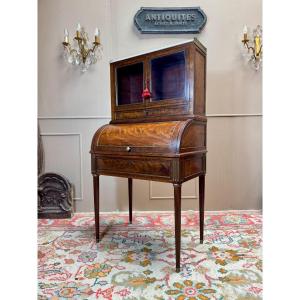 Louis XVI Period 18th Century Mahogany Cylinder Desk Forming A Display Case 