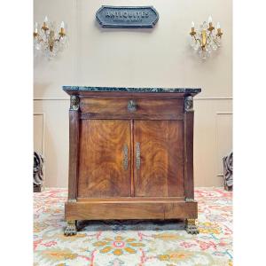 Empire Style Flamed Mahogany Sideboard, 19th Century, Return From Egypt 