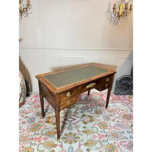 Flat Desk In Flame Mahogany From The Directoire Period, 19th Century 