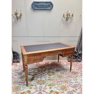 Bureau plat en noyer de style directoire XIX eme siècle 