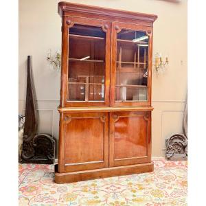 19th-century Louis Philippe-era Mahogany Display Bookcase