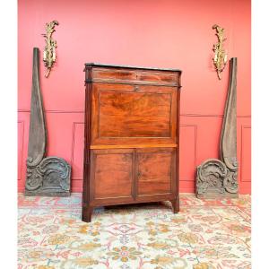 Mahogany Secretary Desk With "jme" Stamp, Louis XVI Period, 18th Century
