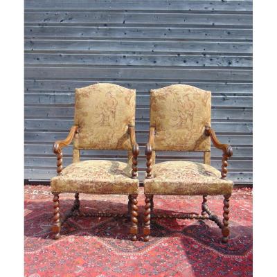 Pair Of Louis XIII Style Armchairs