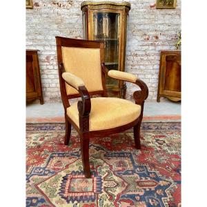 Empire Period Mahogany Armchair XIX Eme Century