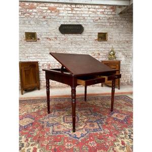 Mahogany Office Table With Tronchin System XIX Eme Century