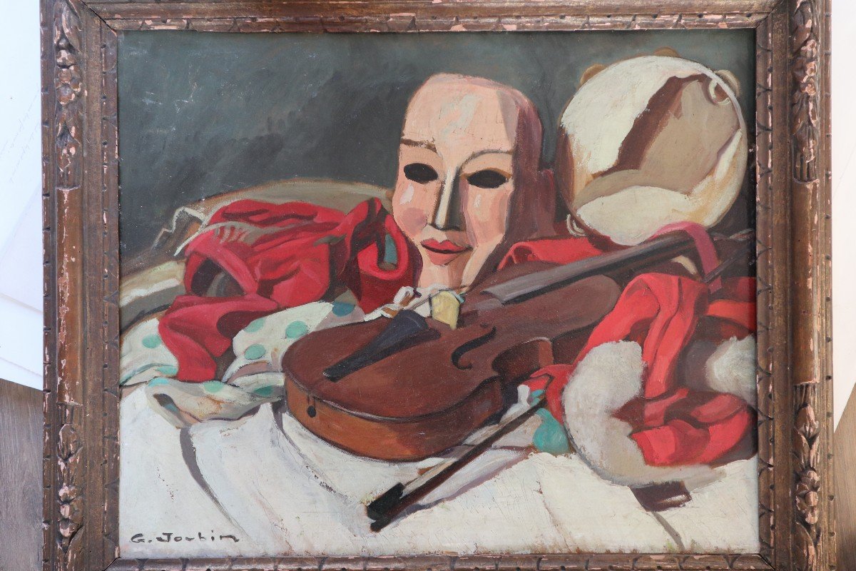 Georges Joubin (1888-1983) - Still Life With Mask And Violin - Paris School-photo-2