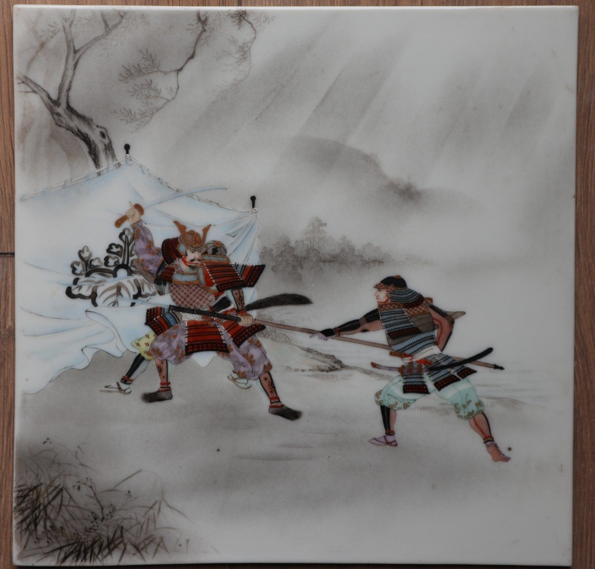 Porcelain Plate From Japan - Samurai Combat - Meiji