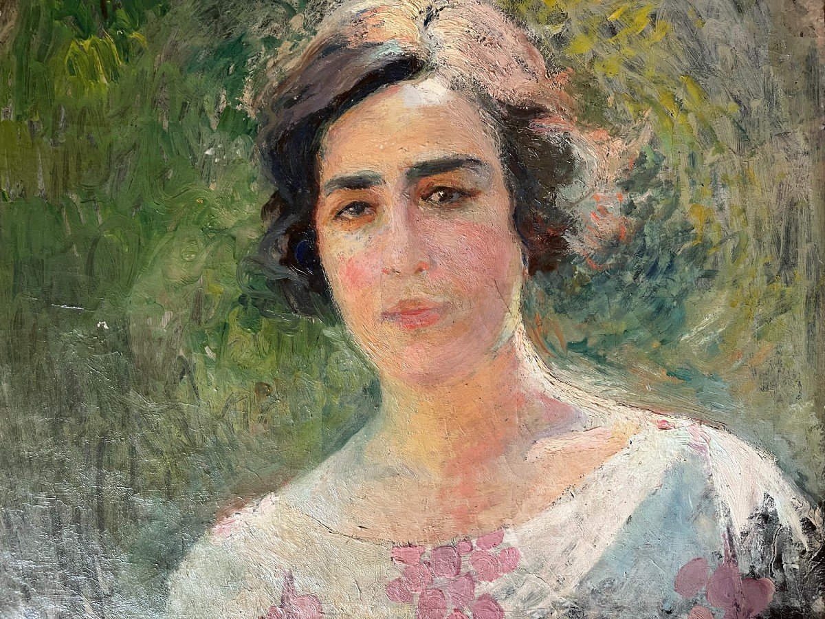 Marius Avy - Tableau Impressionniste - Portrait d'Une Jeune Femme -1892 -photo-2