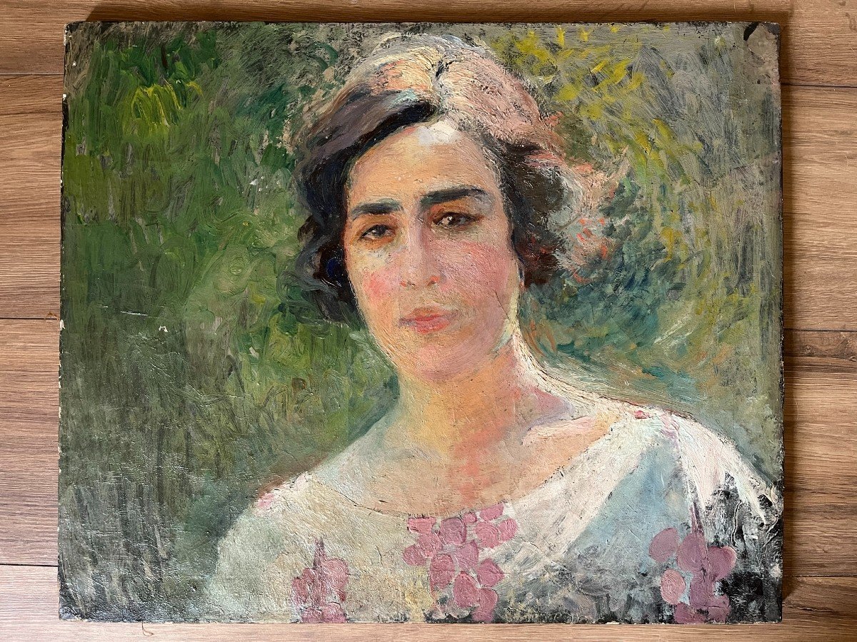 Marius Avy - Tableau Impressionniste - Portrait d'Une Jeune Femme -1892 
