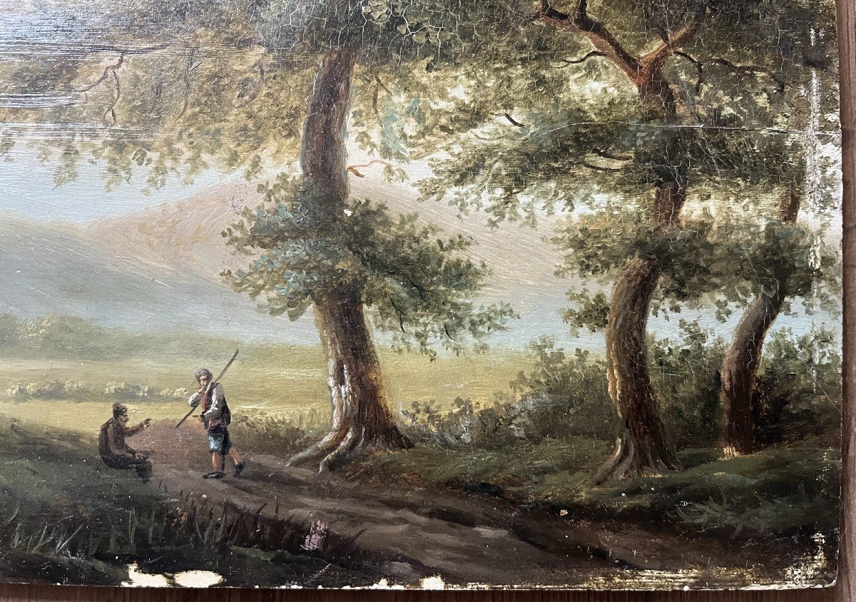 Ecole Française Du XVIIIème - Paysage - Huile Sur Panneau-photo-4
