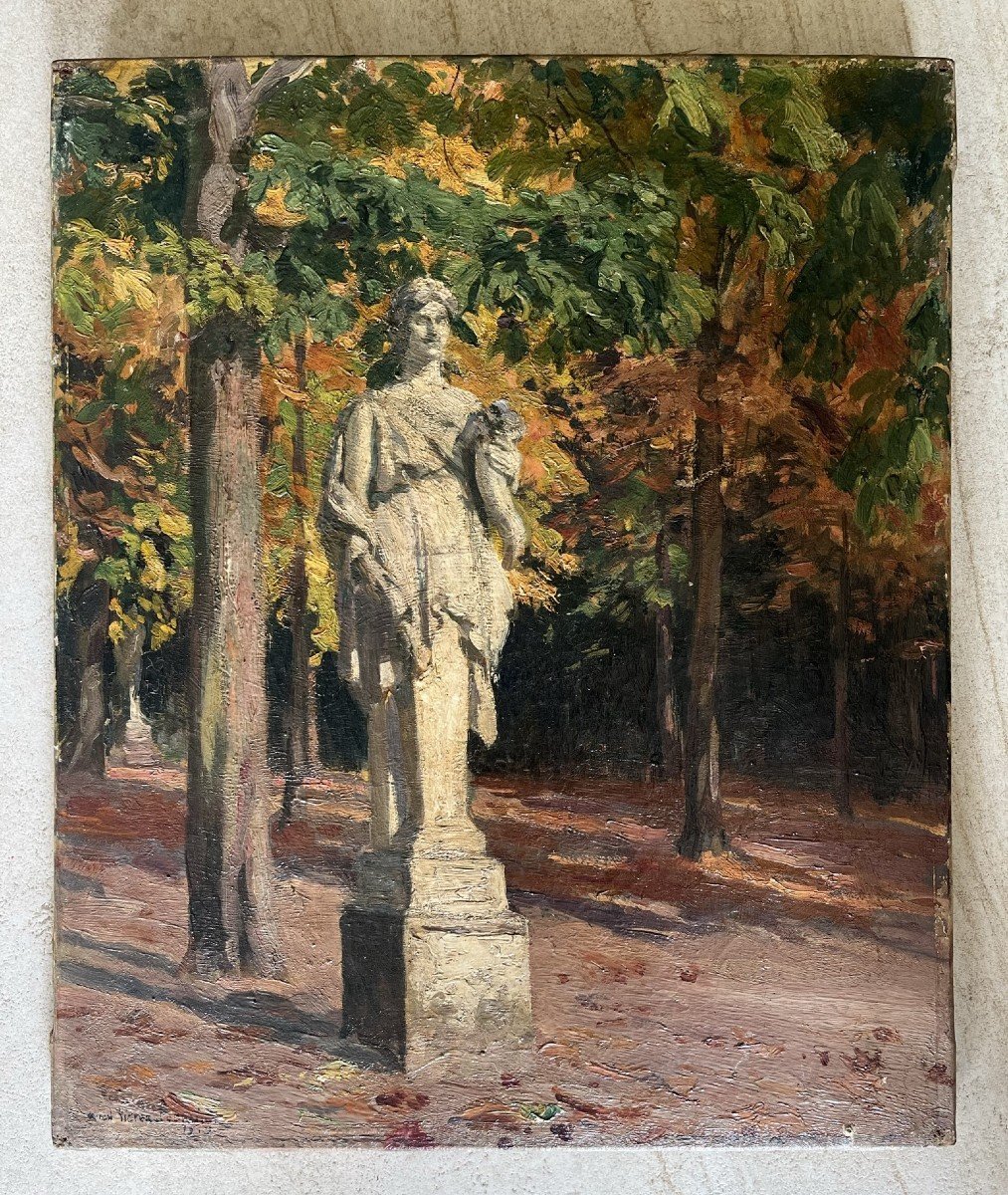 Alfred Victor Fournier - Vue Du Parc à Versailles - Huile Sur Toile - Signé - 1919