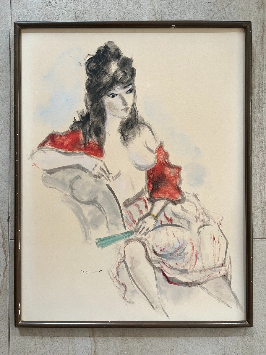 André Dignimont - Watercolor On Paper - Elegant - Female Nude-photo-2