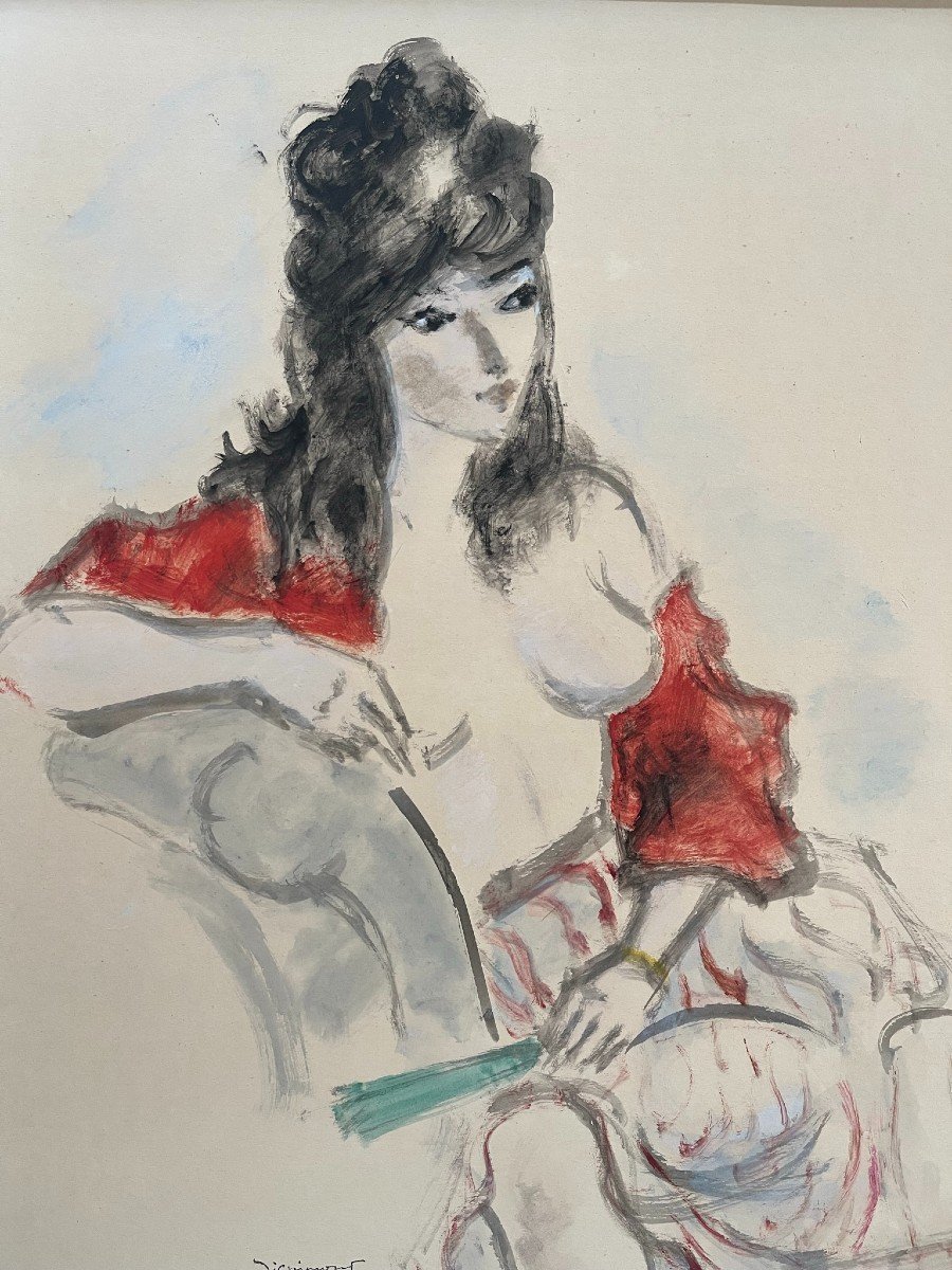 André Dignimont - Watercolor On Paper - Elegant - Female Nude-photo-4
