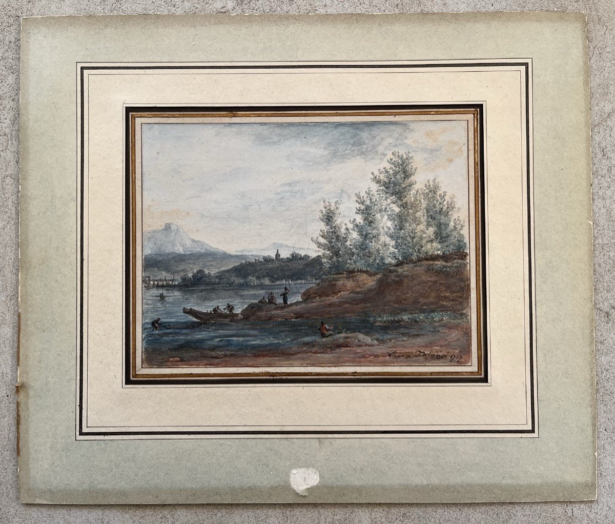 Louis Belanger - Watercolor And Gouache - Landscape - Signed And Dated 1767-photo-2