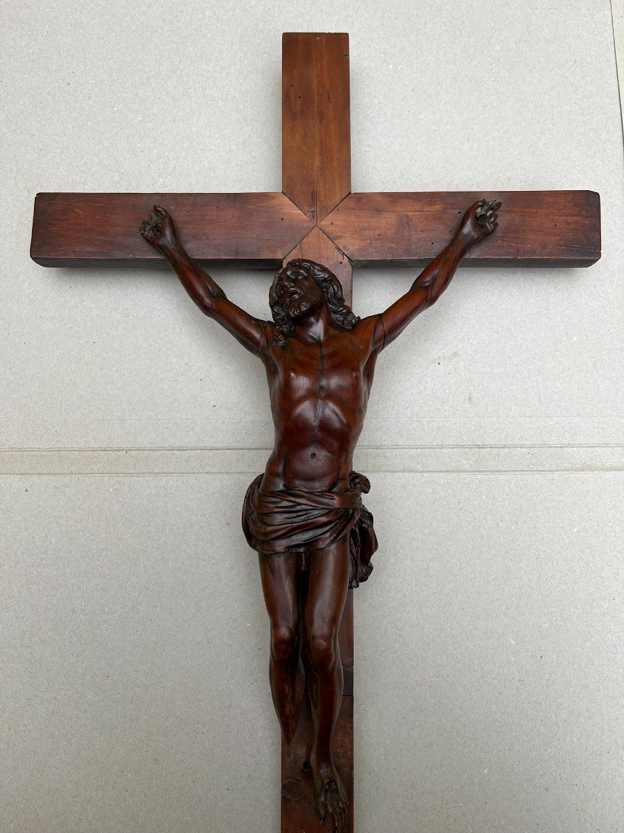 Christ On The Wooden Cross Of Saint Lucy - Bois De Bagard - Circa 1700 - End Of The 17th Century-photo-1