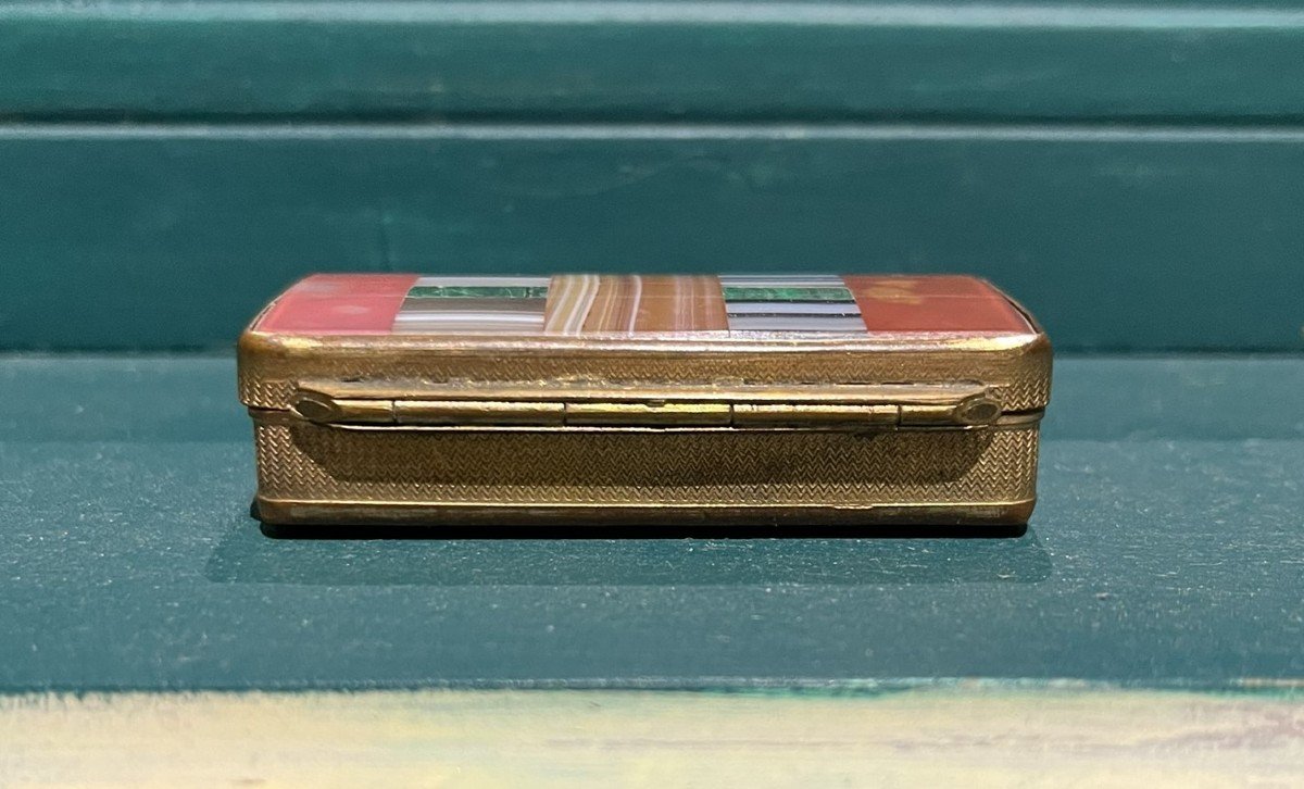 Tabatière XIXème En Marqueterie De Pierre - Malachite - Agate - Jaspe - Epoque Restauration -photo-3