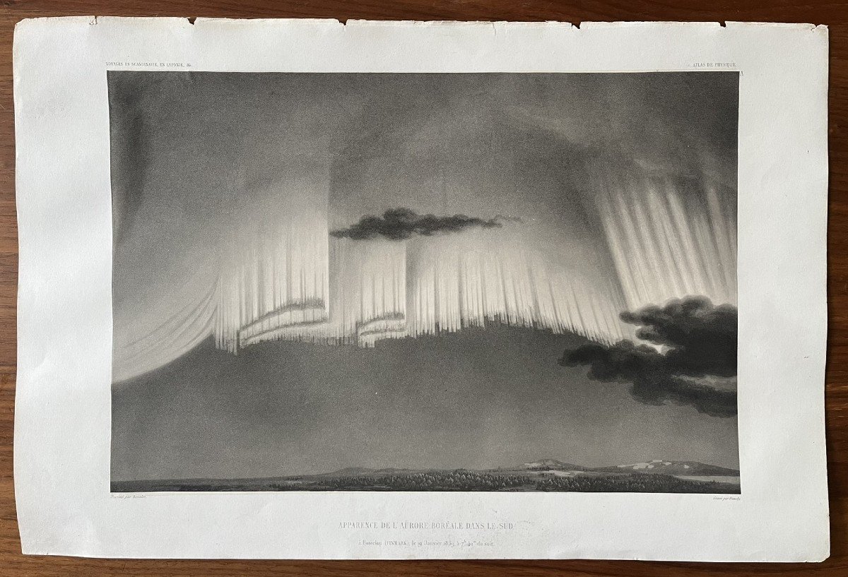Rare Ensemble De 10 Planches Lithographiées - Aurores Boréales - Voyage En Laponie - 1840-photo-1