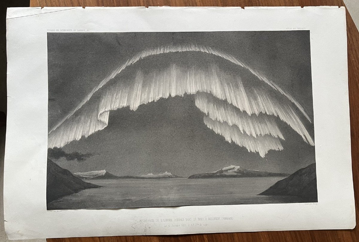 Rare Ensemble De 10 Planches Lithographiées - Aurores Boréales - Voyage En Laponie - 1840-photo-5