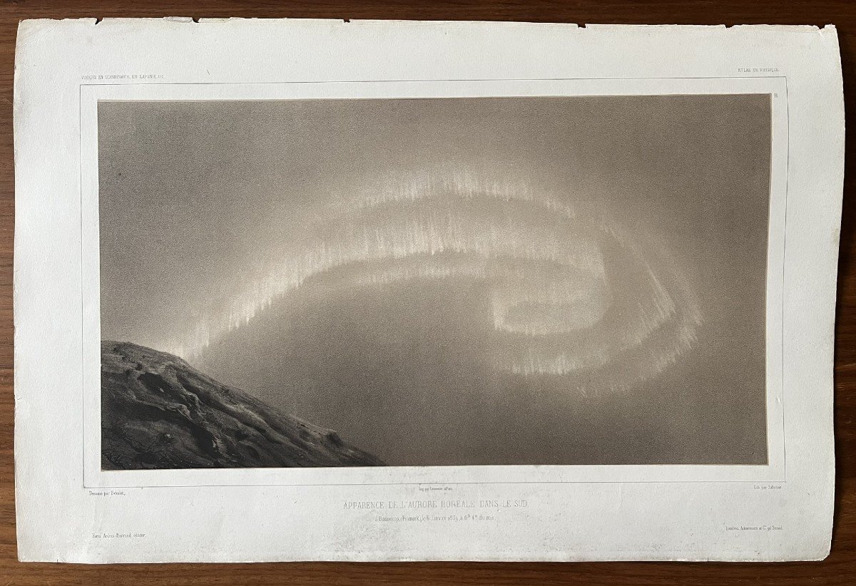 Rare Ensemble De 10 Planches Lithographiées - Aurores Boréales - Voyage En Laponie - 1840-photo-6