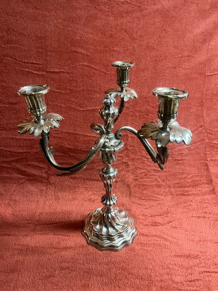 Pair Of Louis XV Style Silver Bronze Candelabra -photo-4