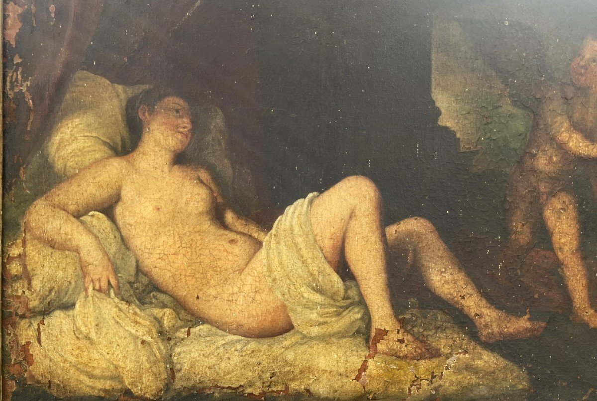 After Titian - Danaé - Oil On Canvas 17th Century - To Be Restored -photo-2