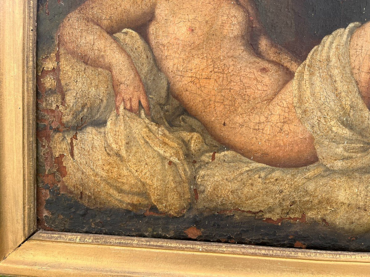 After Titian - Danaé - Oil On Canvas 17th Century - To Be Restored -photo-1