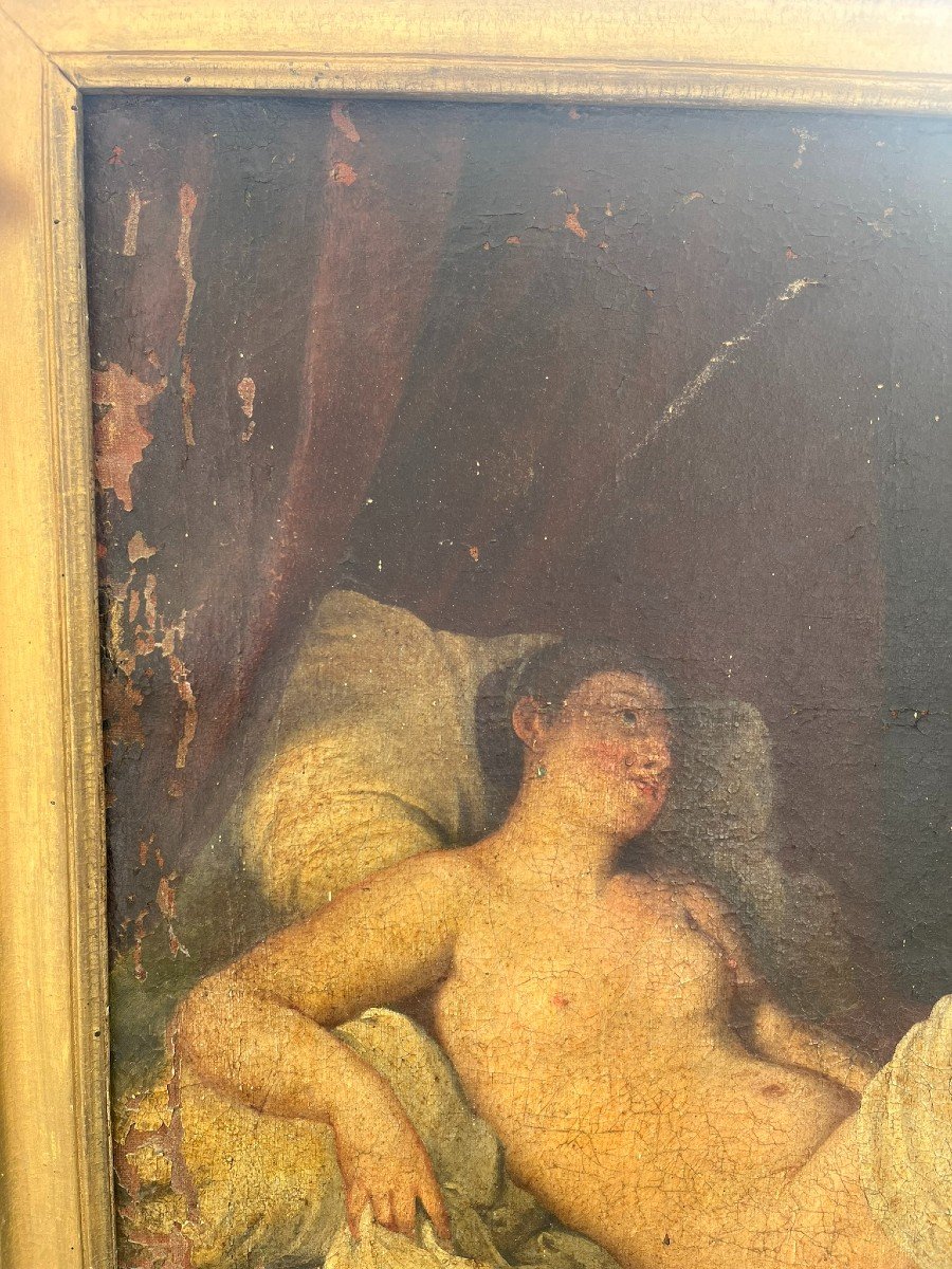 After Titian - Danaé - Oil On Canvas 17th Century - To Be Restored -photo-2