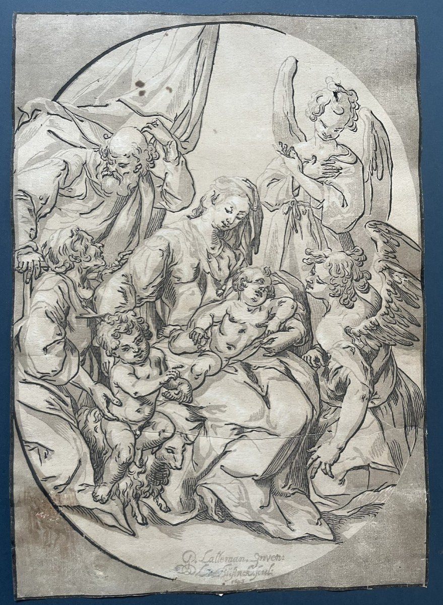 Ludolph Büsinck - Bois Gravé Clair-obscur XVIIème - La Sainte Famille - 1623-photo-2