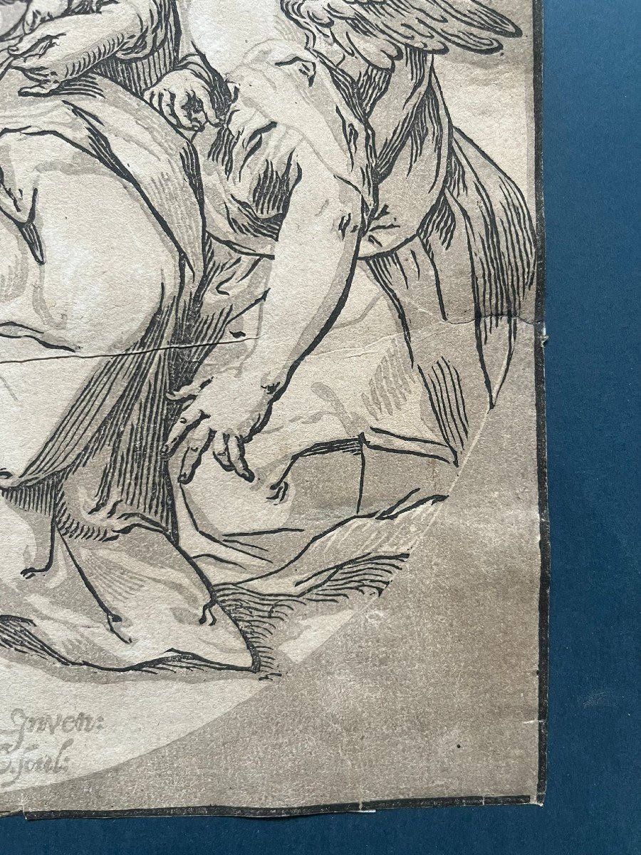 Ludolph Büsinck - Bois Gravé Clair-obscur XVIIème - La Sainte Famille - 1623-photo-1