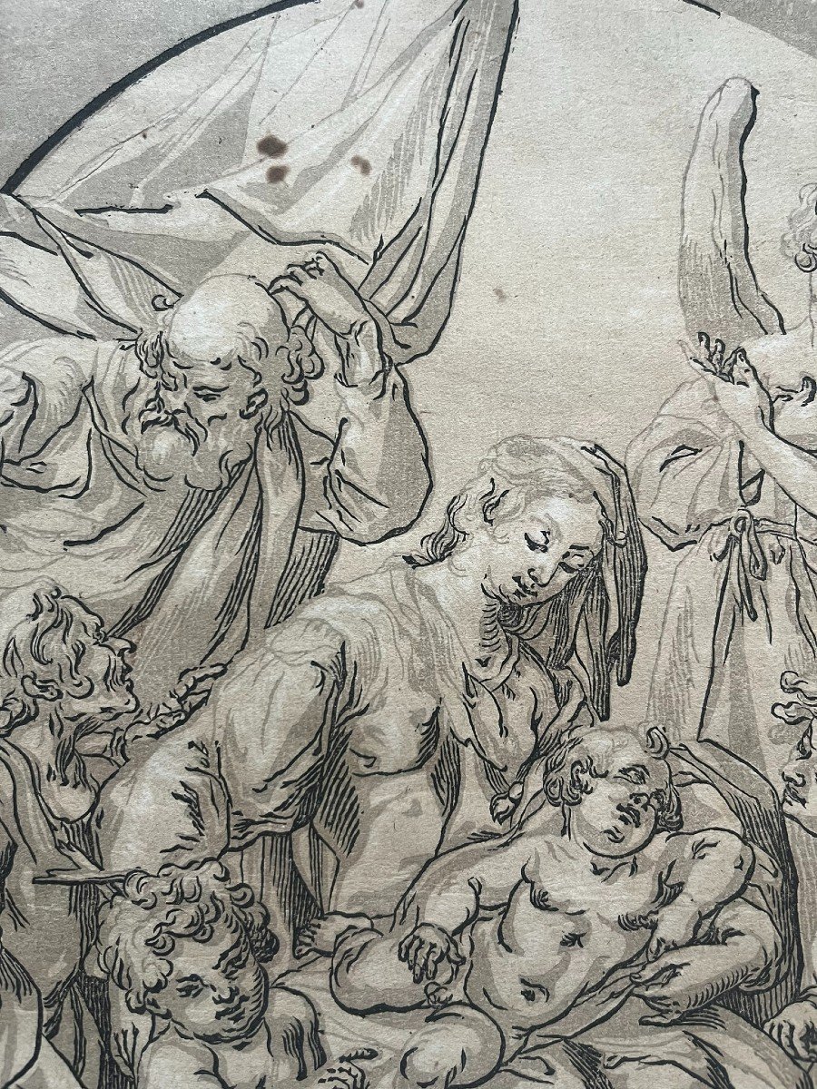 Ludolph Büsinck - Bois Gravé Clair-obscur XVIIème - La Sainte Famille - 1623-photo-2