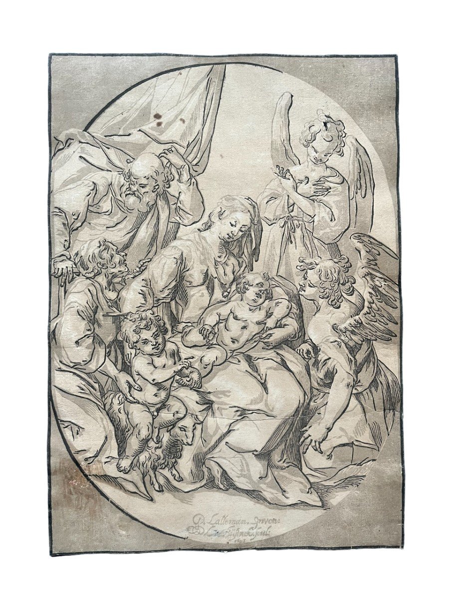 Ludolph Büsinck - Bois Gravé Clair-obscur XVIIème - La Sainte Famille - 1623