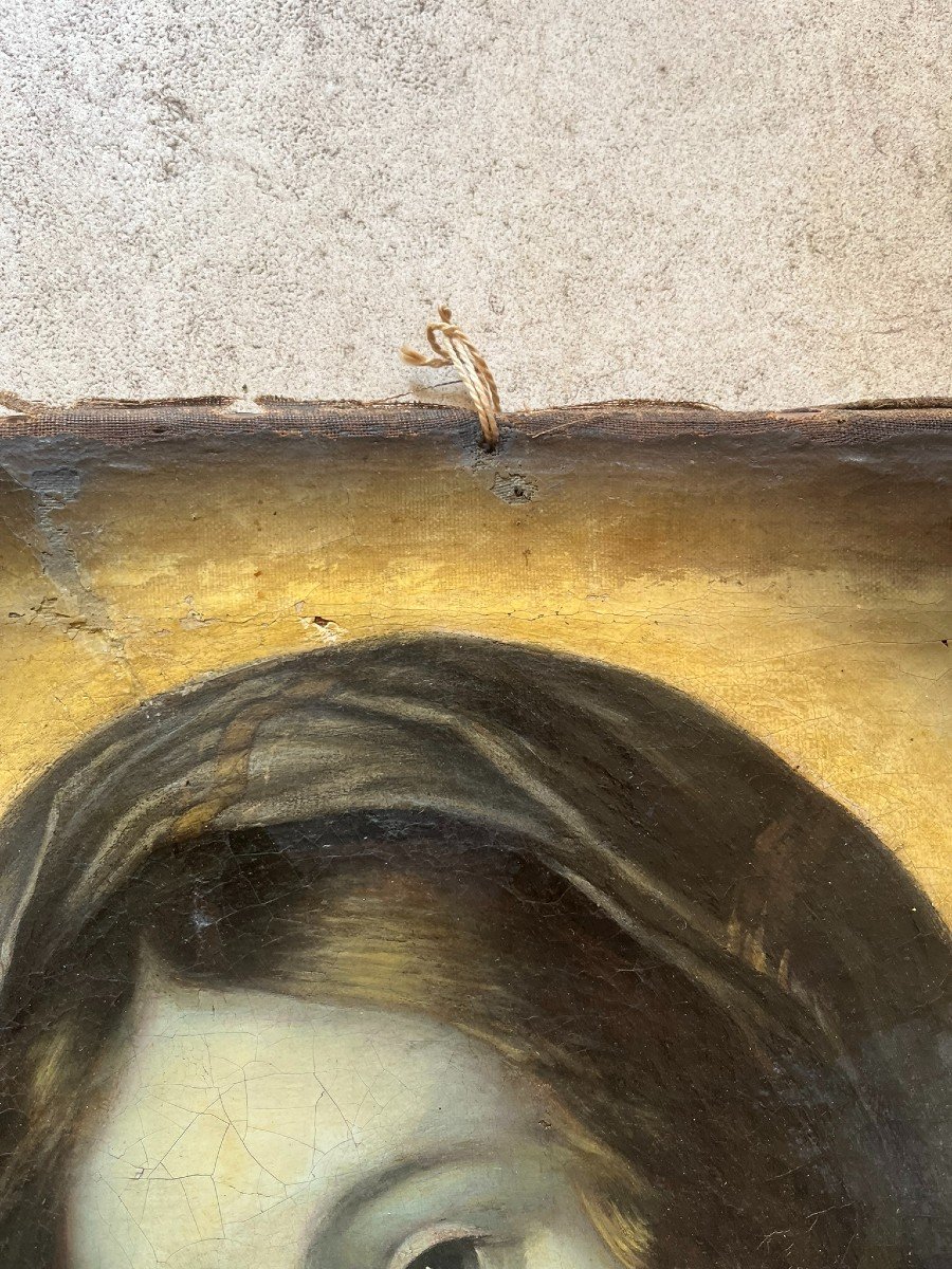 Huile Sur Toile XVIII / XIXème - Portrait De La Vierge - Amérique Du Sud-photo-1