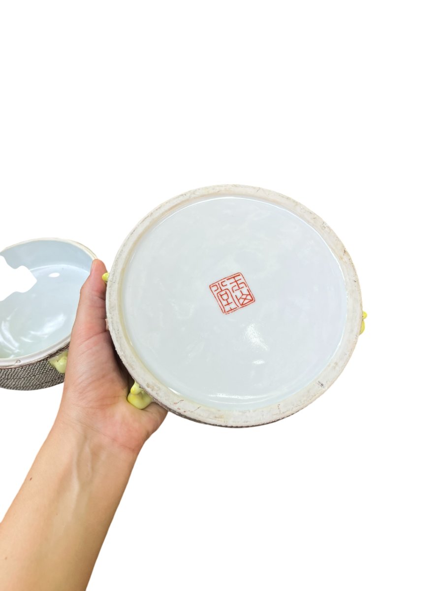 China - Covered Porcelain And Enamel Treat Box - Republic Period-photo-3