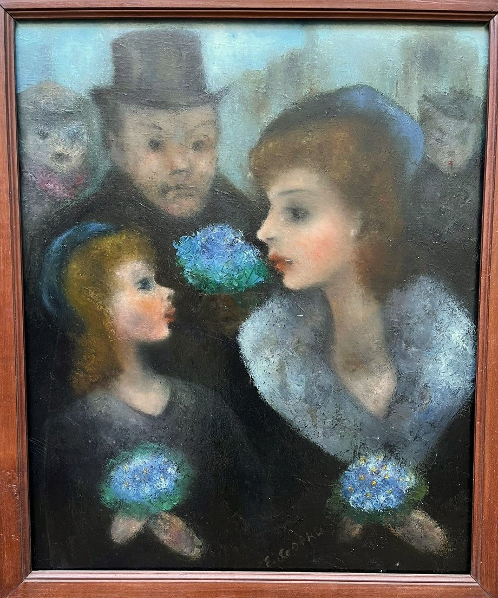 Édouard Goerg - Huile sur Toile - Les Trois Bouquets de Violettes - 1949-photo-2