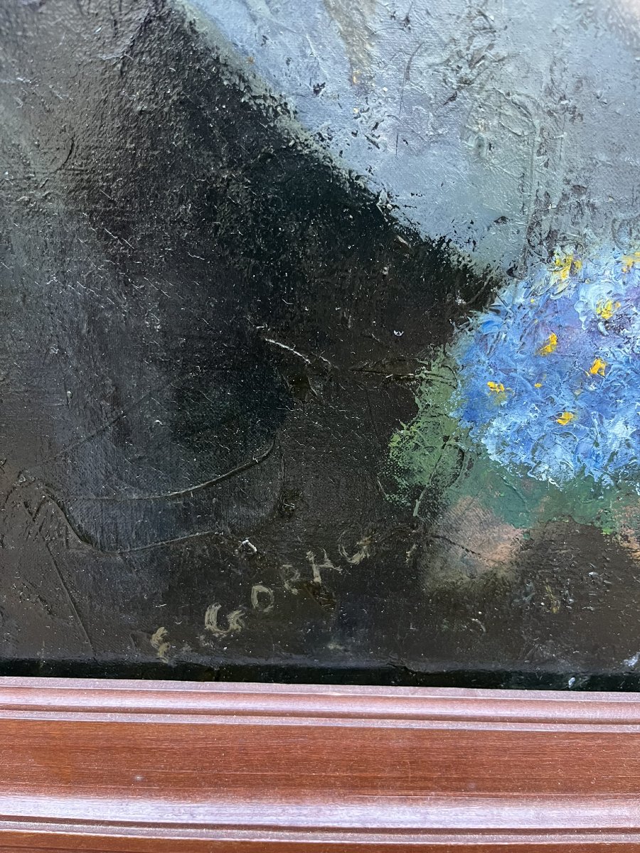 Édouard Goerg - Huile sur Toile - Les Trois Bouquets de Violettes - 1949-photo-3